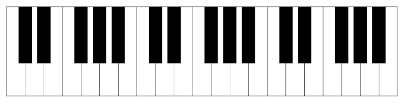 Piano keyboard diagram: keys with notes