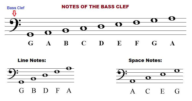 How to read piano notes on the bass clef